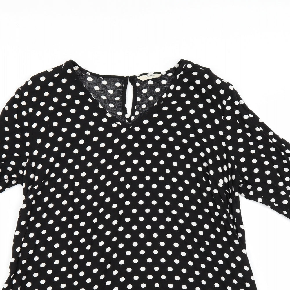 Papaya Womens Black Polka Dot  T-Shirt Dress  Size 12