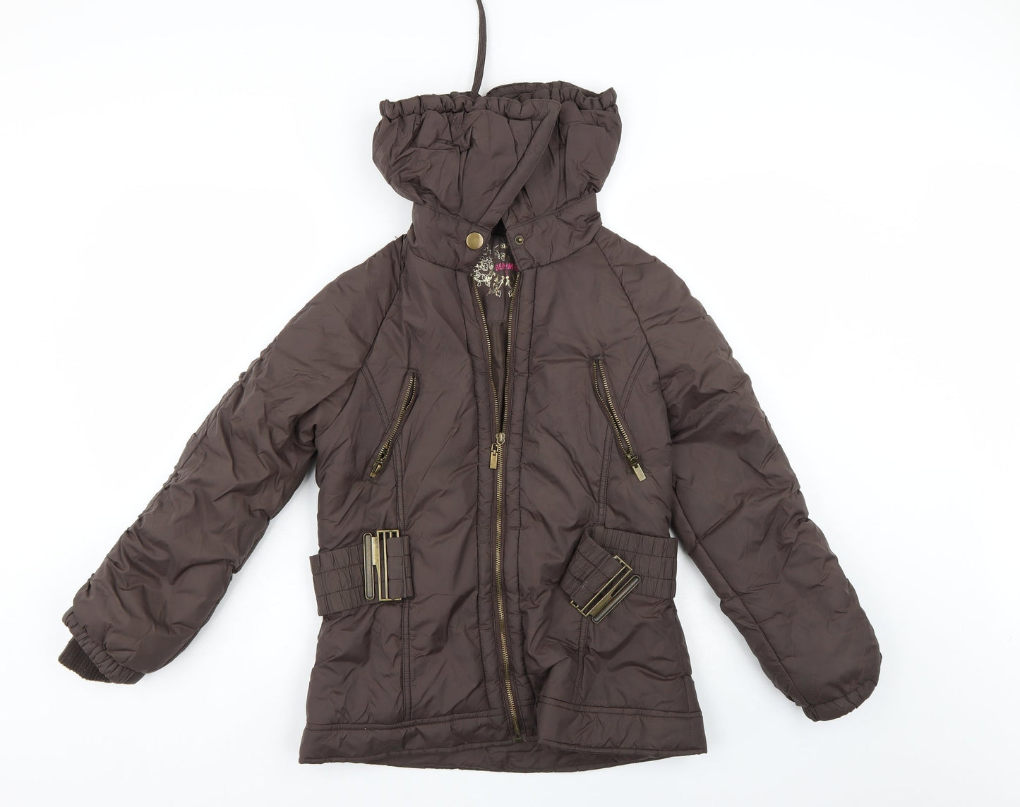 Denim & Co. Womens Brown   Windbreaker Coat Size 10