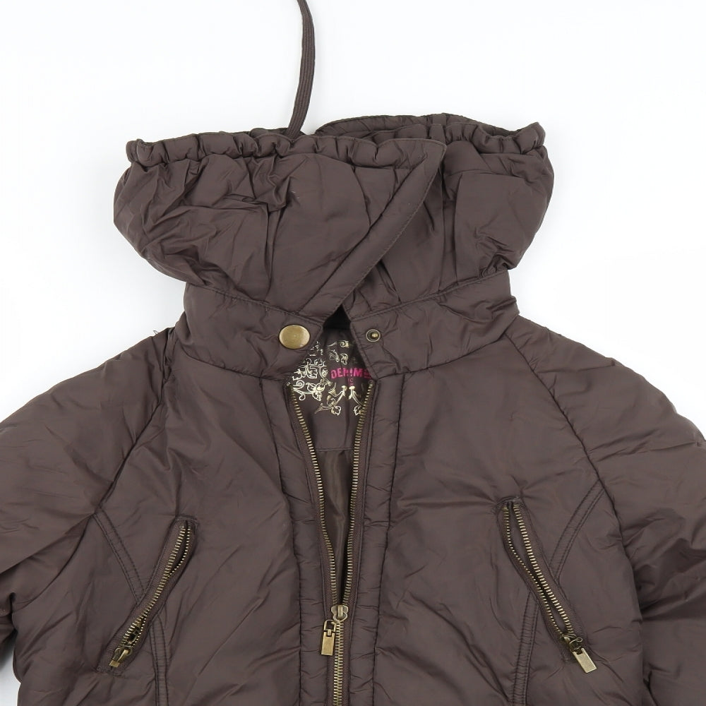 Denim & Co. Womens Brown   Windbreaker Coat Size 10