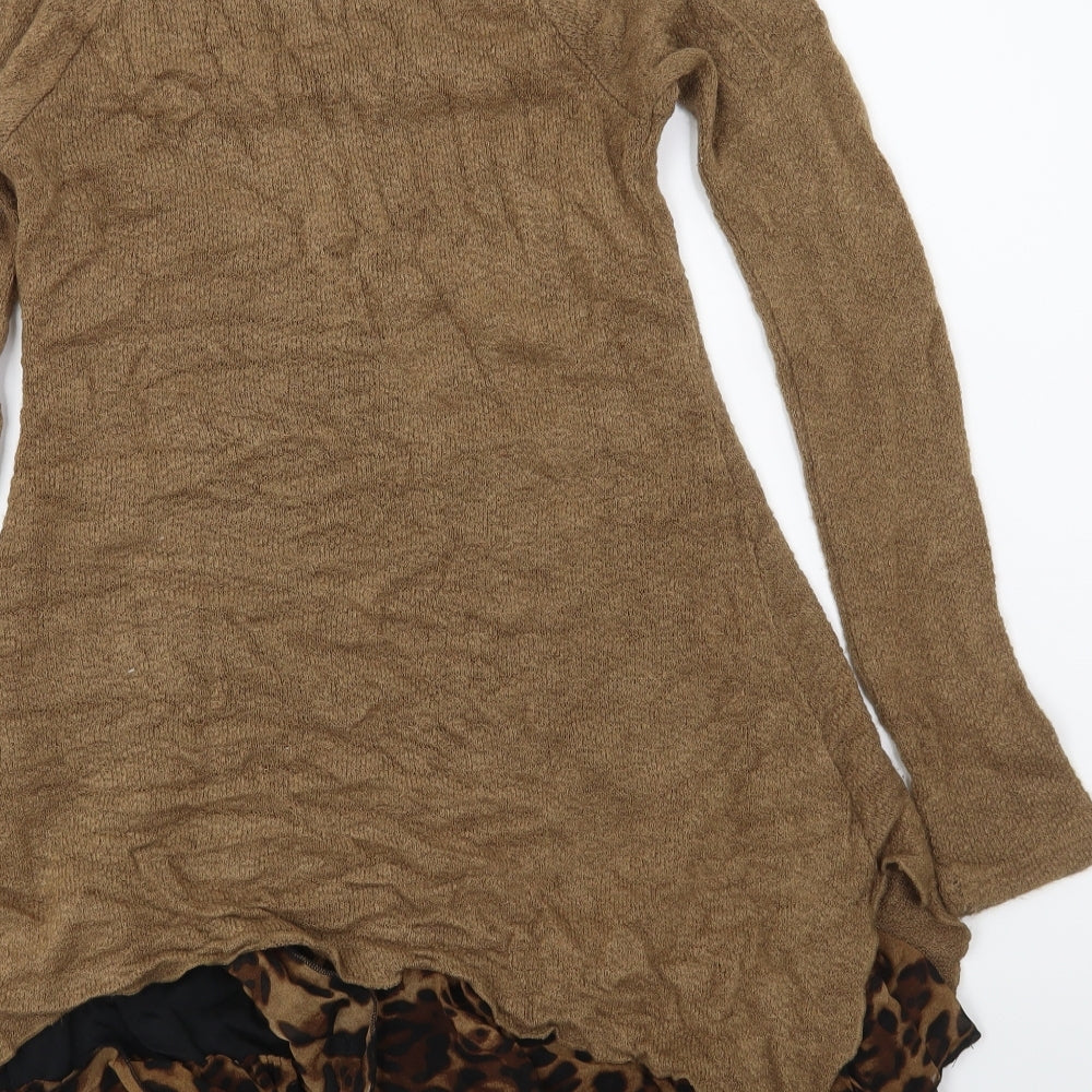 IZABEL Womens Brown Animal Print  Pullover Jumper Size 6