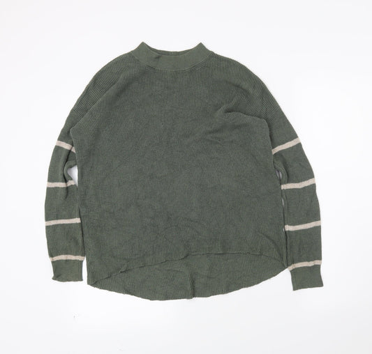 American Eagle Womens Green Striped  Pullover Jumper Size 2XS