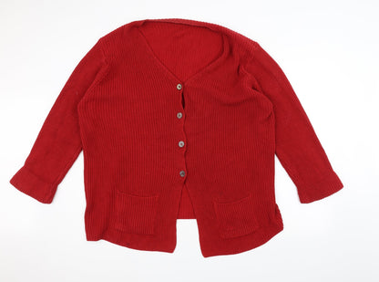 Marks & Spencer Womens Red  Knit Jacket Coatigan Size 18