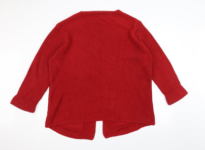 Marks & Spencer Womens Red  Knit Jacket Coatigan Size 18