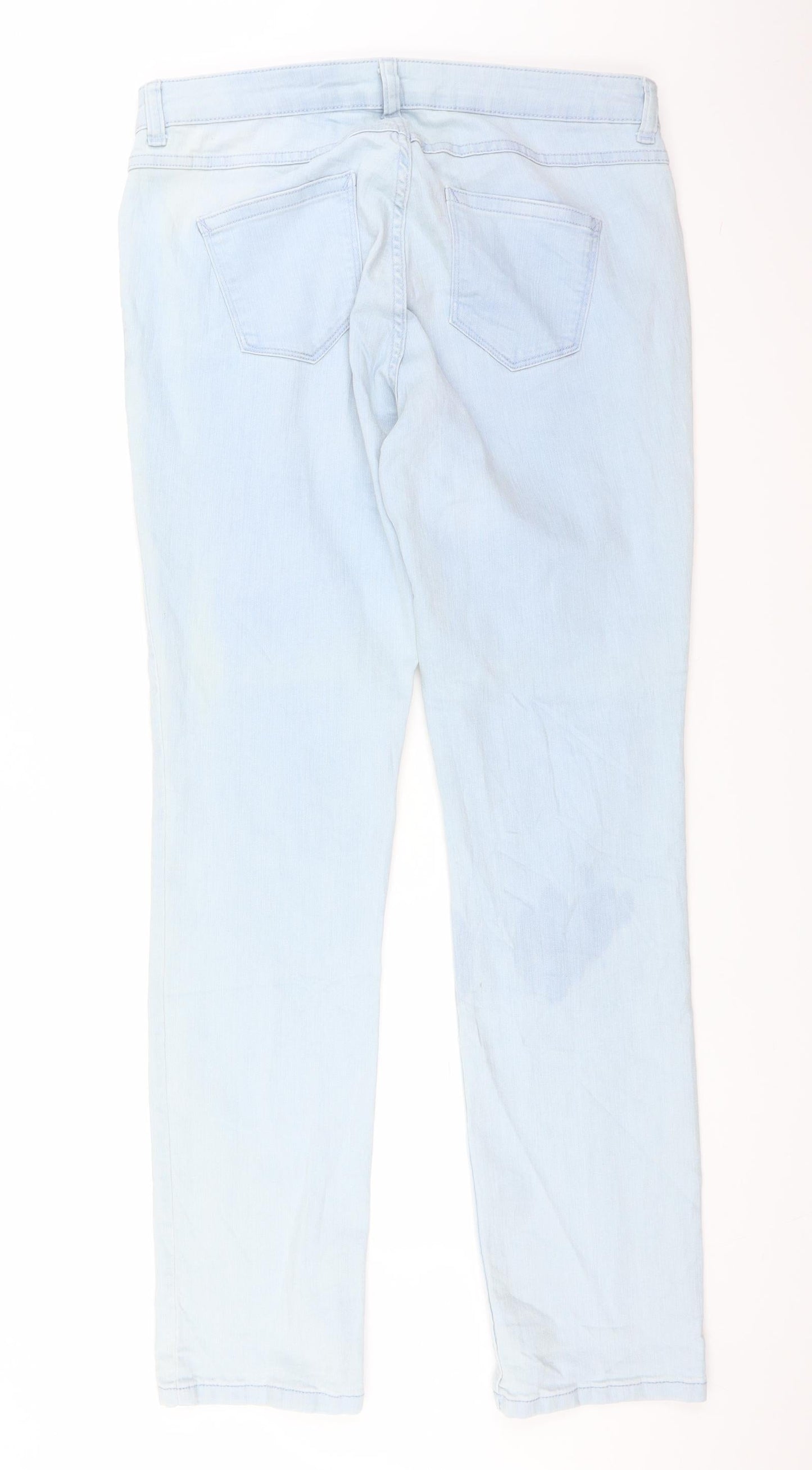 Preworn Womens Blue  Denim Straight Jeans Size 14 L30 in