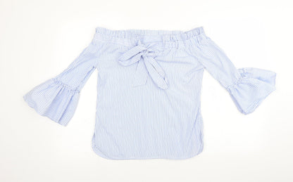Papaya Womens Blue Striped  Basic Blouse Size 8
