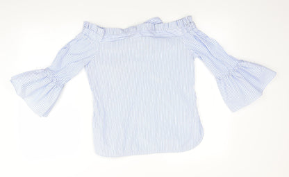 Papaya Womens Blue Striped  Basic Blouse Size 8
