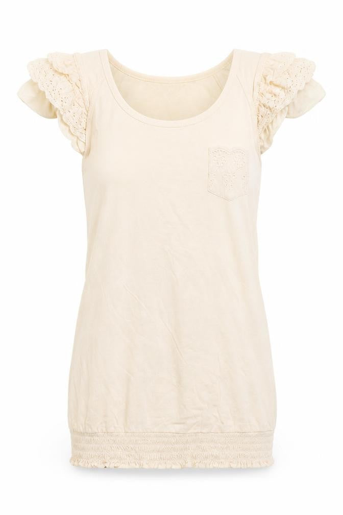 Denim & Co. Womens Ivory   Basic Blouse Size 8