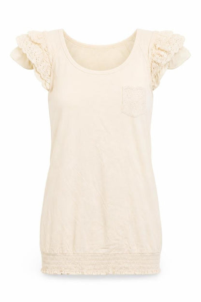 Denim & Co. Womens Ivory   Basic Blouse Size 8