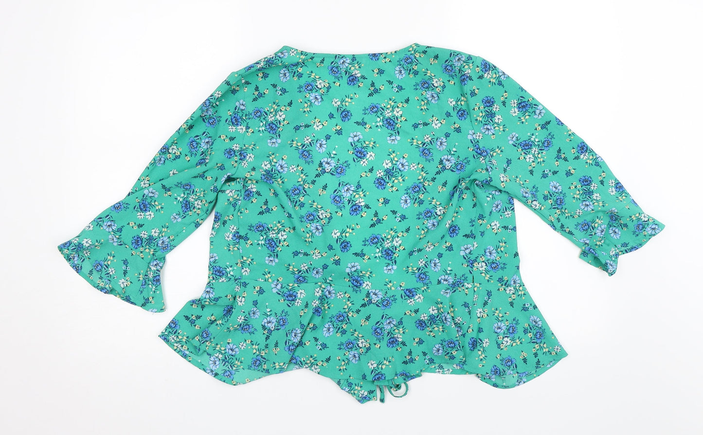 Divided Womens Green Floral  Basic Blouse Size 8