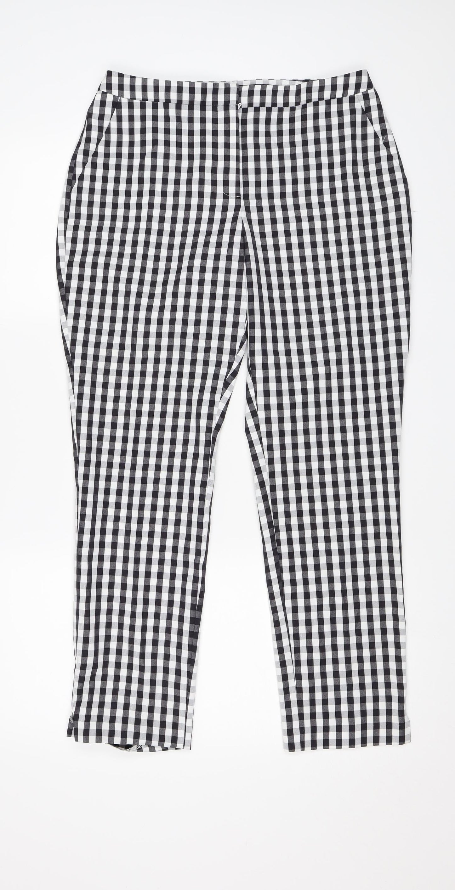 Peacocks Womens Black Check  Trousers  Size 10 L27 in