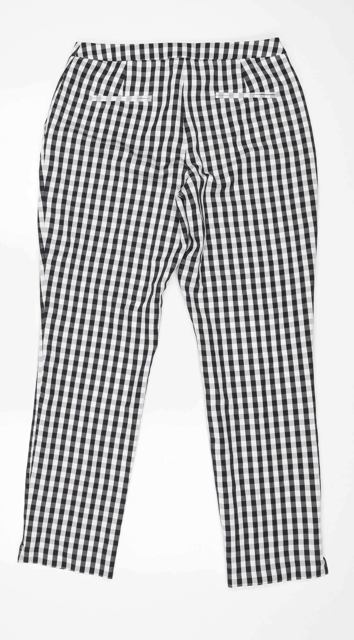 Peacocks Womens Black Check  Trousers  Size 10 L27 in