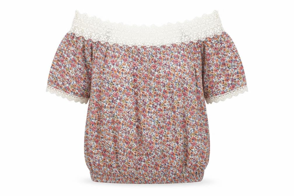 F&F Womens White Floral  Basic Blouse Size 6