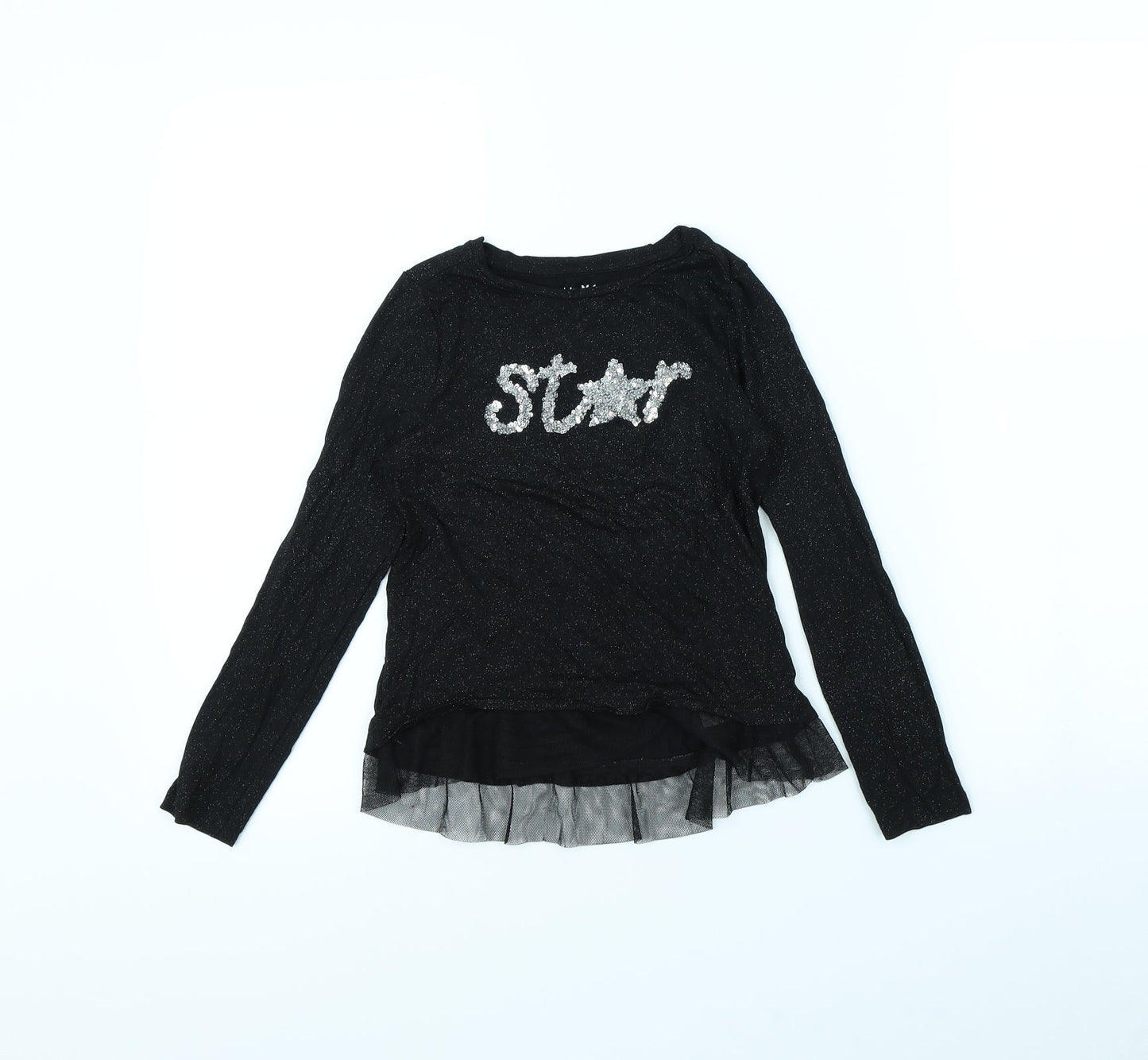 Nutmeg Girls Black   Basic T-Shirt Size 10 Years  - STAR