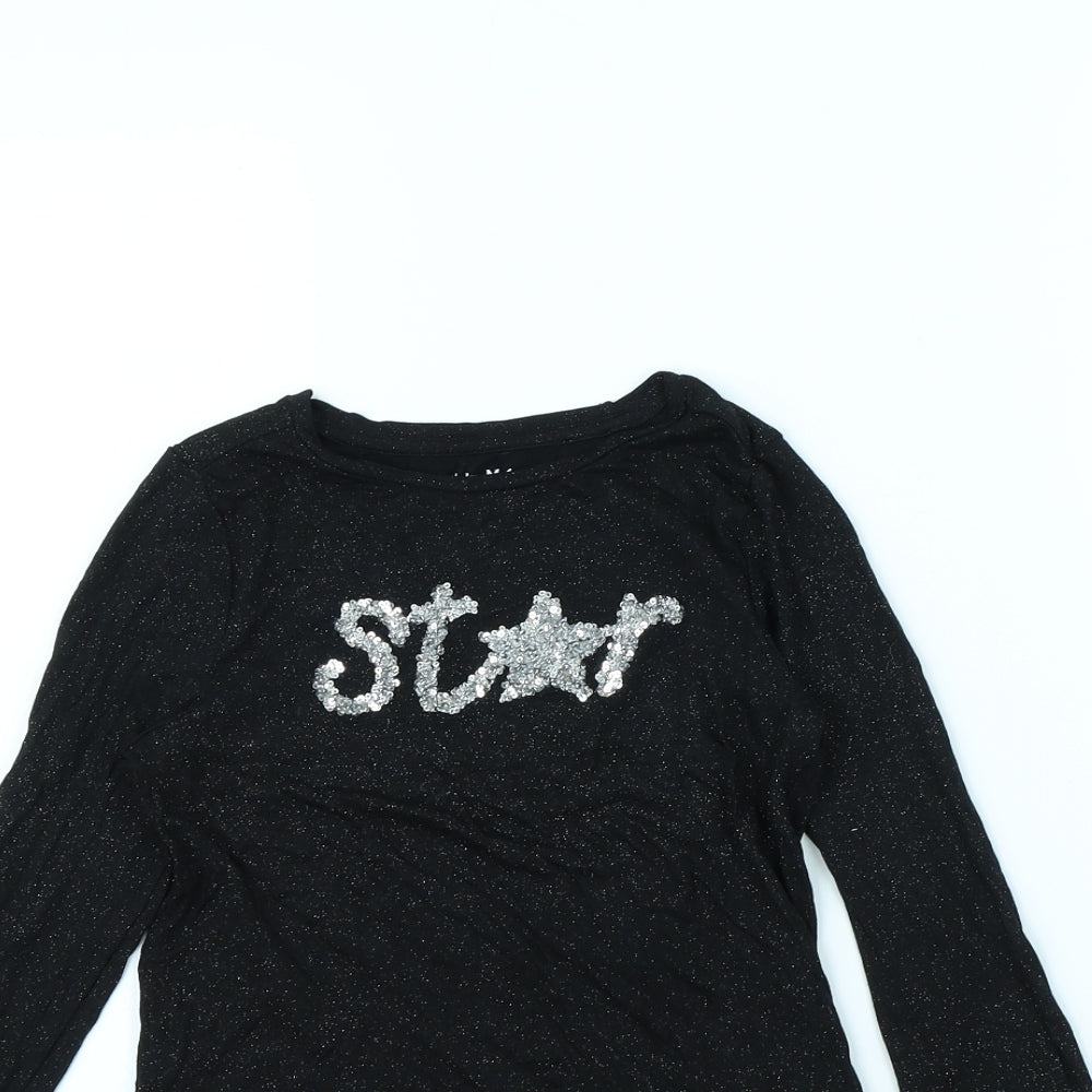 Nutmeg Girls Black   Basic T-Shirt Size 10 Years  - STAR