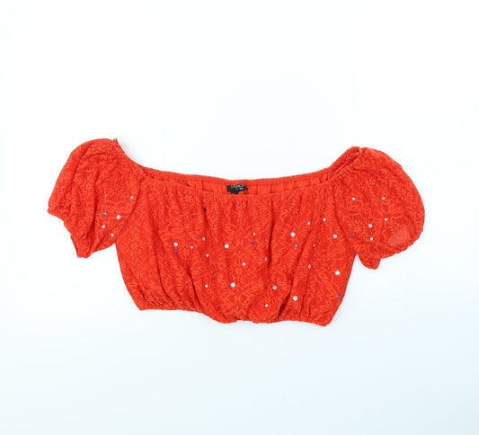 Topshop Womens Red   Cropped Blouse Size 16