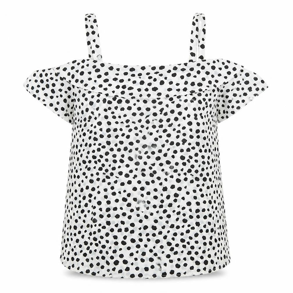 Studio Womens White Polka Dot  Basic Blouse Size 14