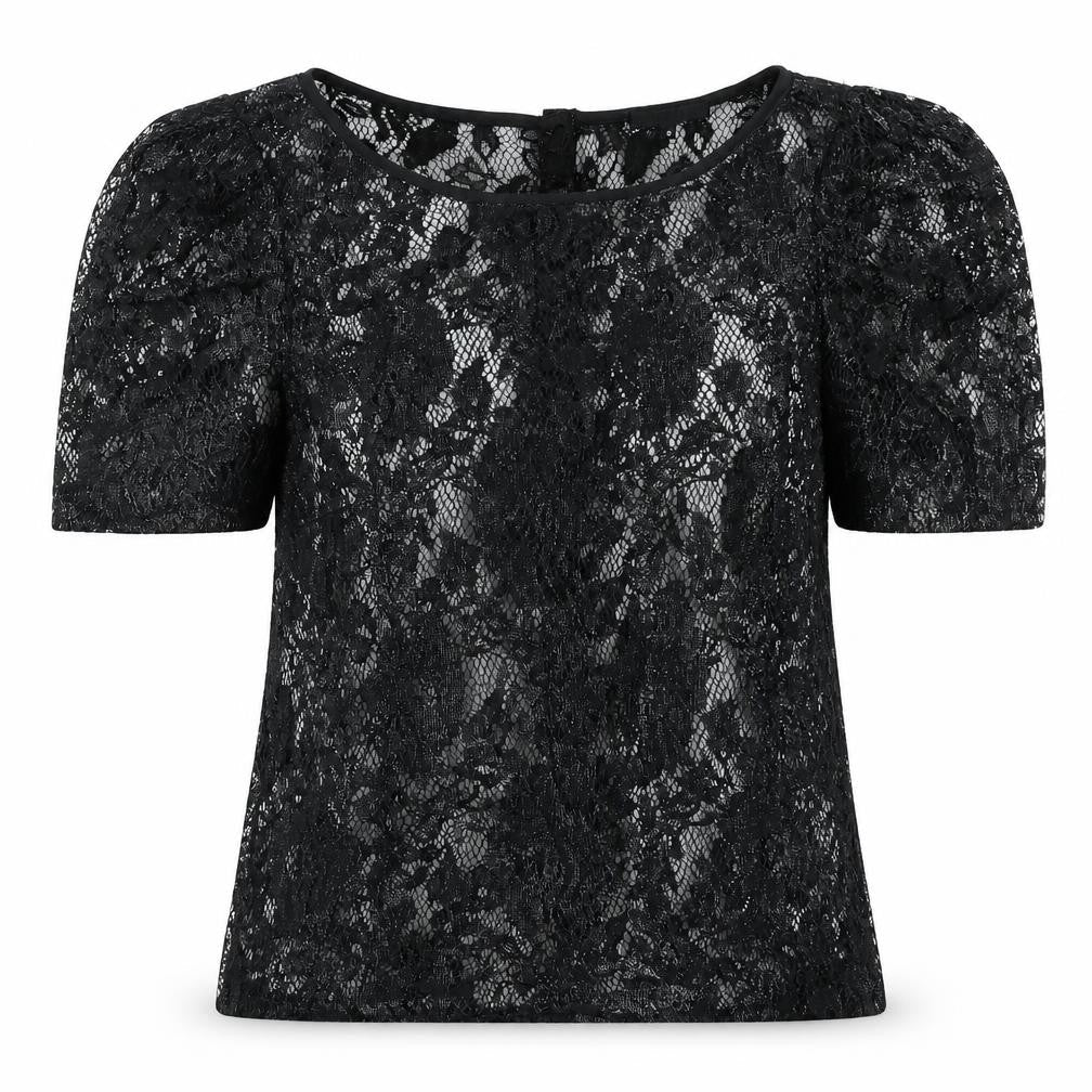 Linea Womens Black Floral  Basic T-Shirt Size 8