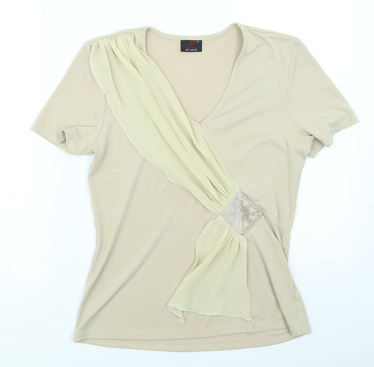 JF Womens Beige   Basic T-Shirt Size 10