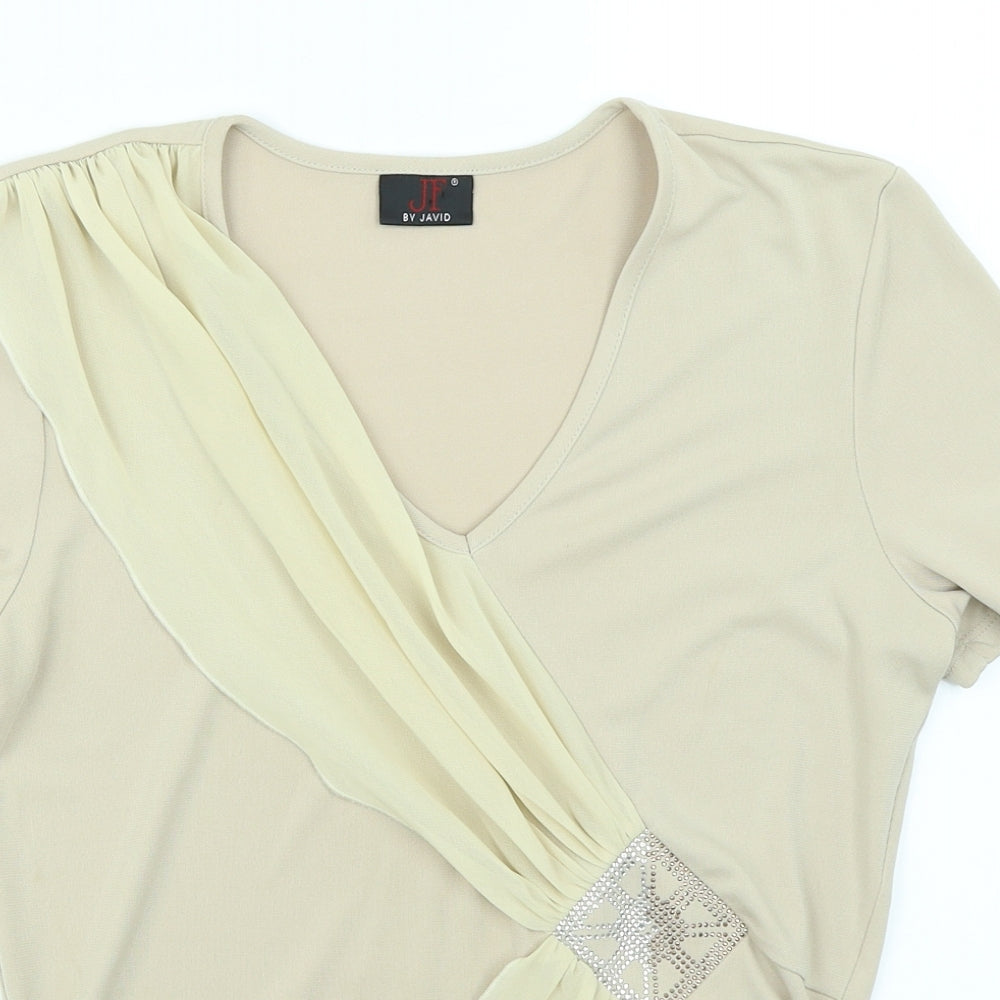 JF Womens Beige   Basic T-Shirt Size 10