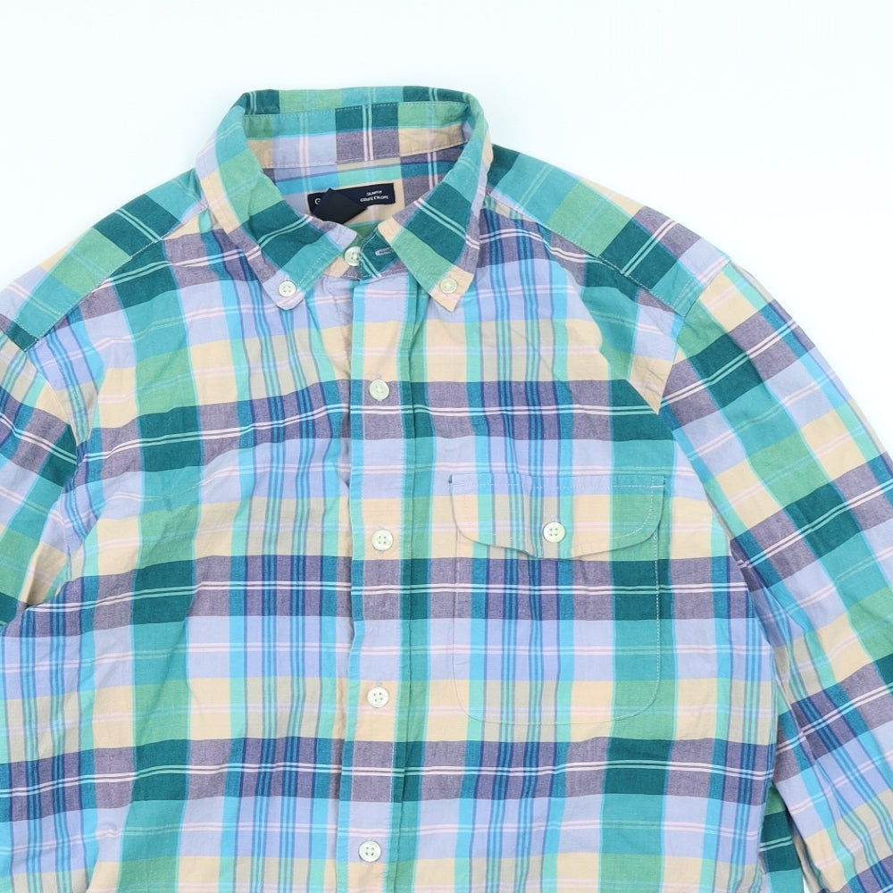 Gap Womens Blue Plaid  Basic Button-Up Size S