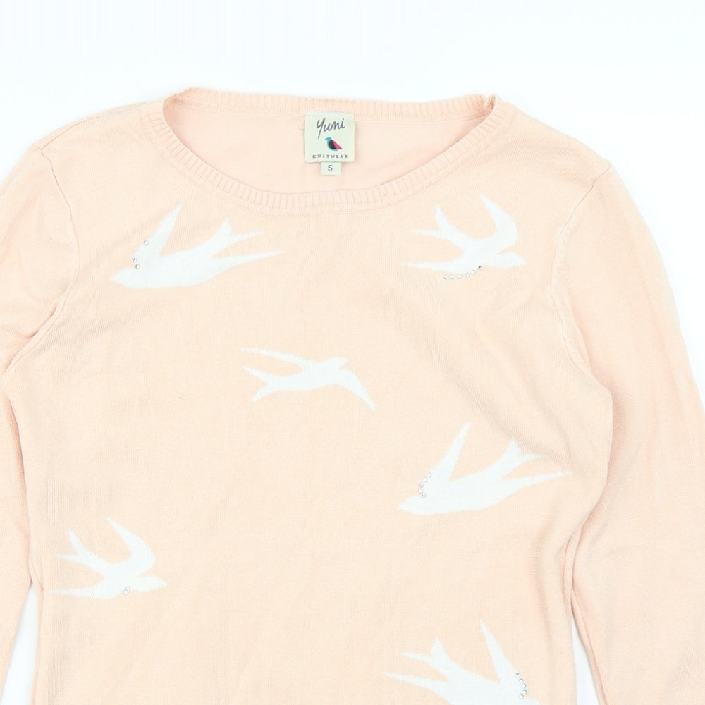Yumi Womens Pink   Pullover Jumper Size S
