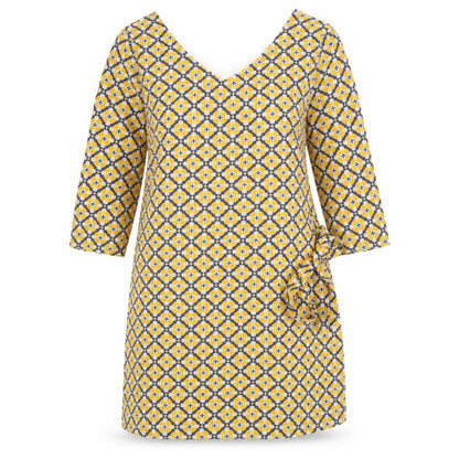 Melya Melody Womens Yellow Geometric  Shift  Size S