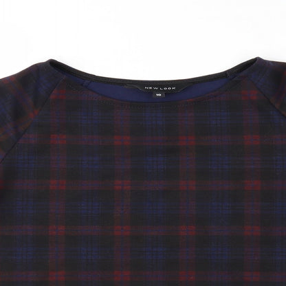 Preloved New Look Womens Purple Check  Basic Blouse Size 10 - Detail
