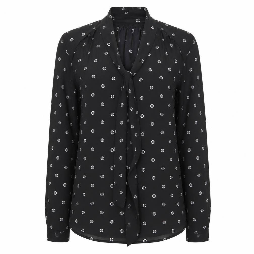 LOFT Womens Black Geometric Chiffon Basic Blouse Size S