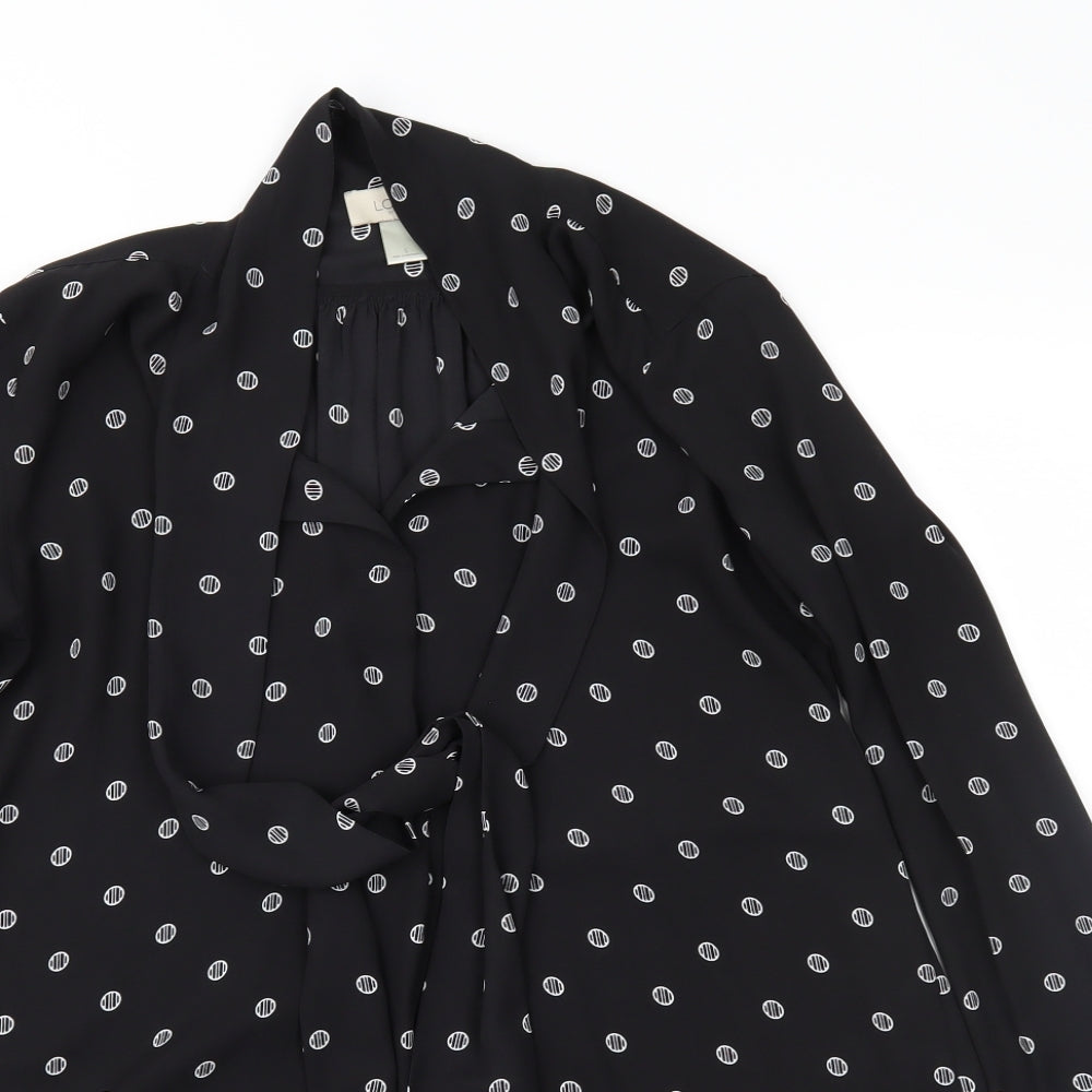 LOFT Womens Black Geometric Chiffon Basic Blouse Size S
