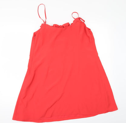 Back view of ASOS women’s red mini, size UK 14