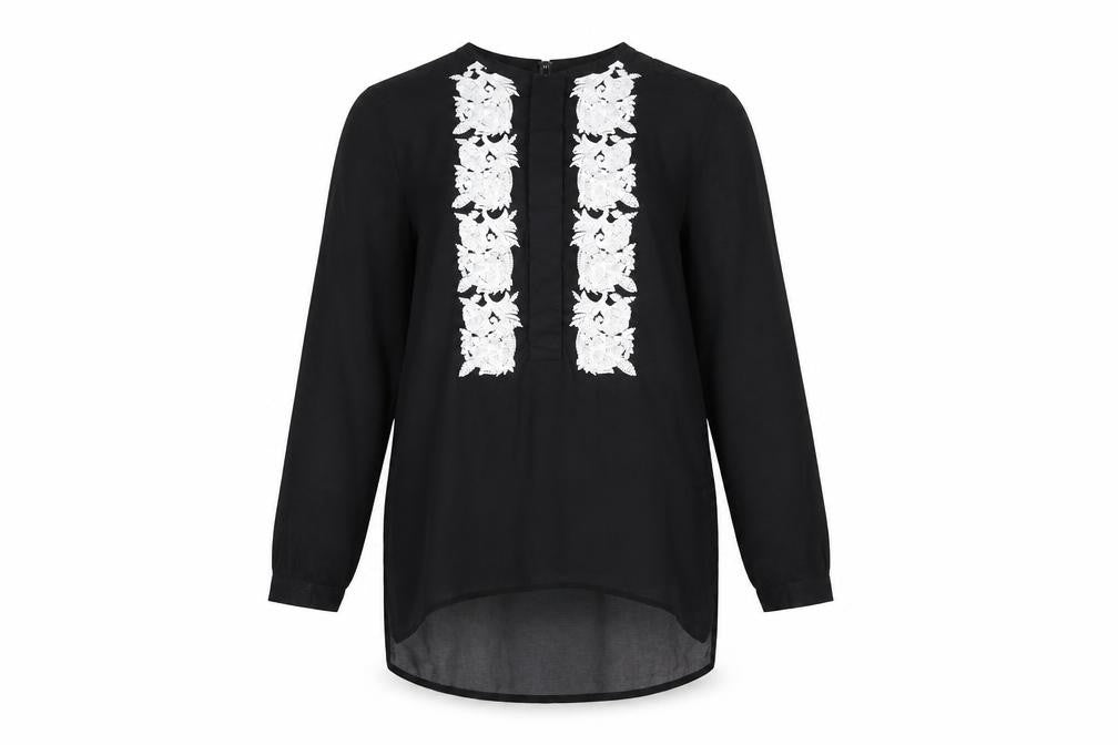 NEXT Womens Black Floral Chiffon Tunic Blouse Size 6