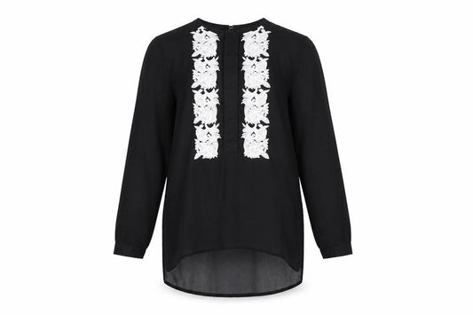 Next Womens Black Floral Chiffon Tunic Blouse Size 6