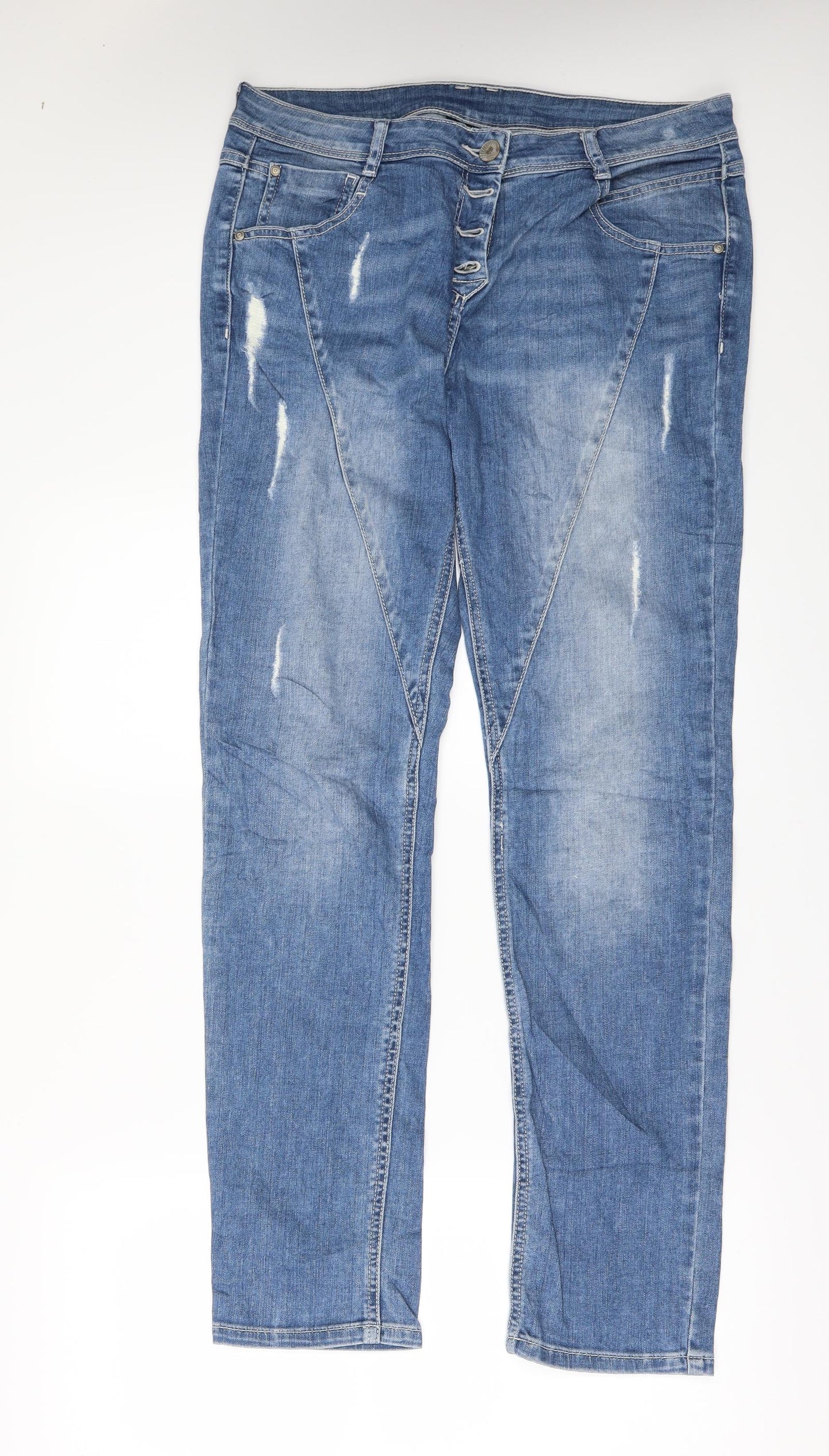 Gina Womens Blue  Denim Straight Jeans Size 12 L31 in