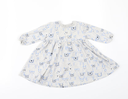 Additional front view of Marks & Spencer girls’ grey geometric a-line, size 3-6, months