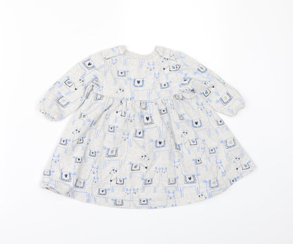 Back view of Marks & Spencer girls’ grey geometric a-line, size 3-6, months