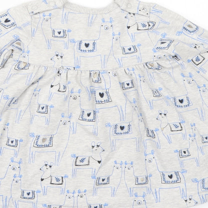 Brand and care label for Marks & Spencer girls’ grey geometric a-line, size 3-6, months