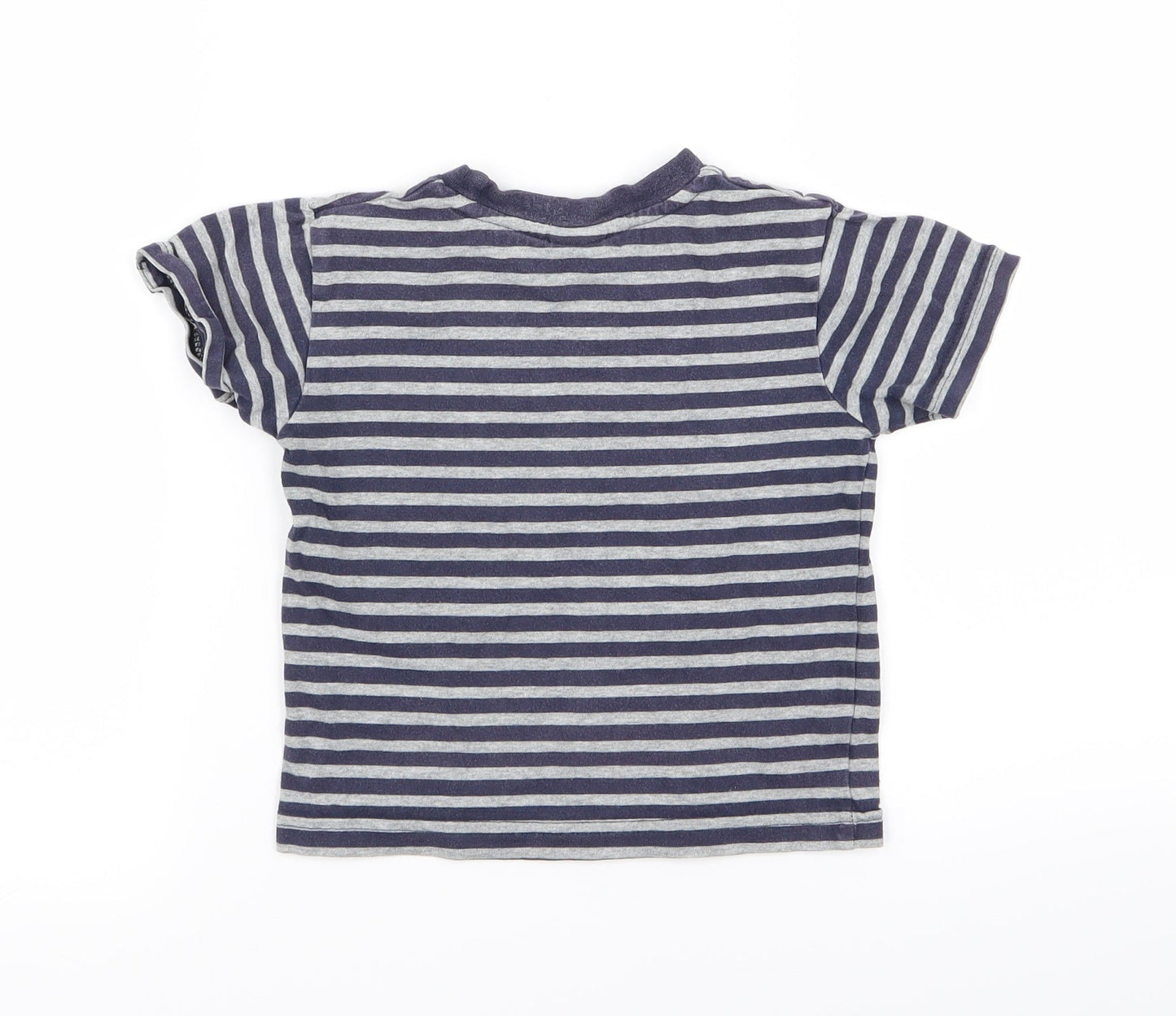MINIMODE Boys Blue Striped  Basic T-Shirt Size 18-24 Months