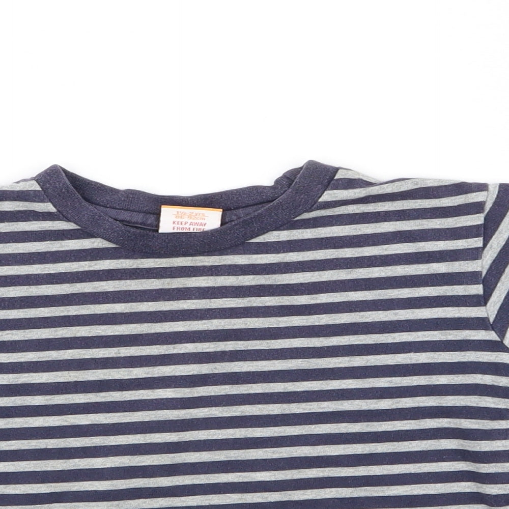 MINIMODE Boys Blue Striped  Basic T-Shirt Size 18-24 Months