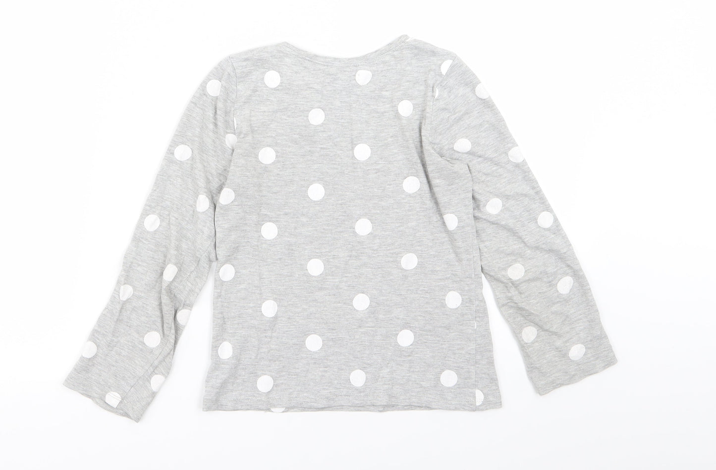 H&M Girls Grey Polka Dot  Basic T-Shirt Size 7-8 Years