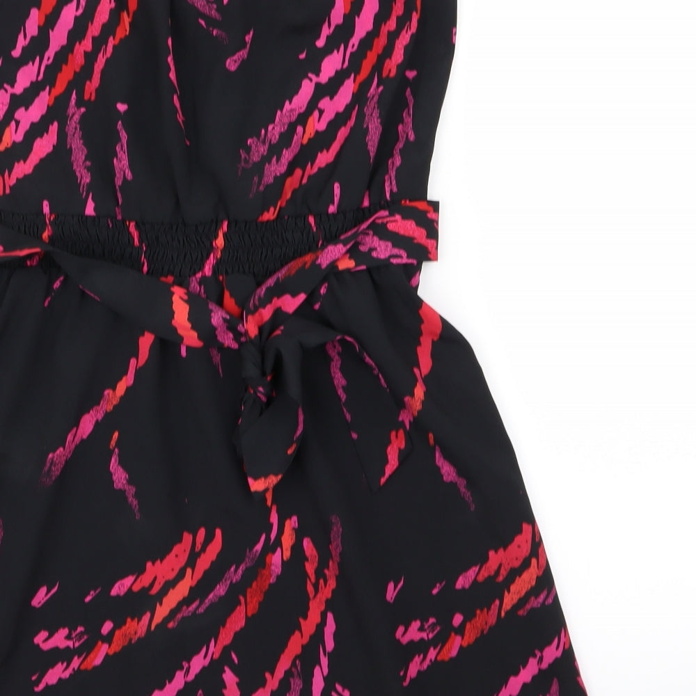 Miss Selfridge Womens Black Geometric  Fit & Flare  Size 10