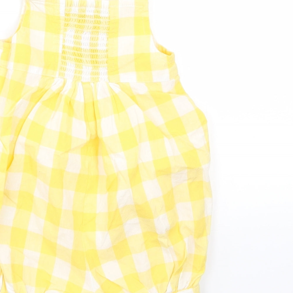 Monsoon Girls Yellow Check  Pinafore/Dungaree Dress  Size 0-3 Months