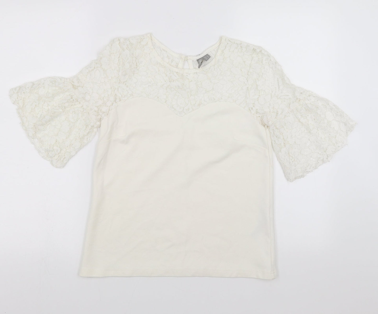 ASOS Womens White   Basic Blouse Size 8  - floral lace detail
