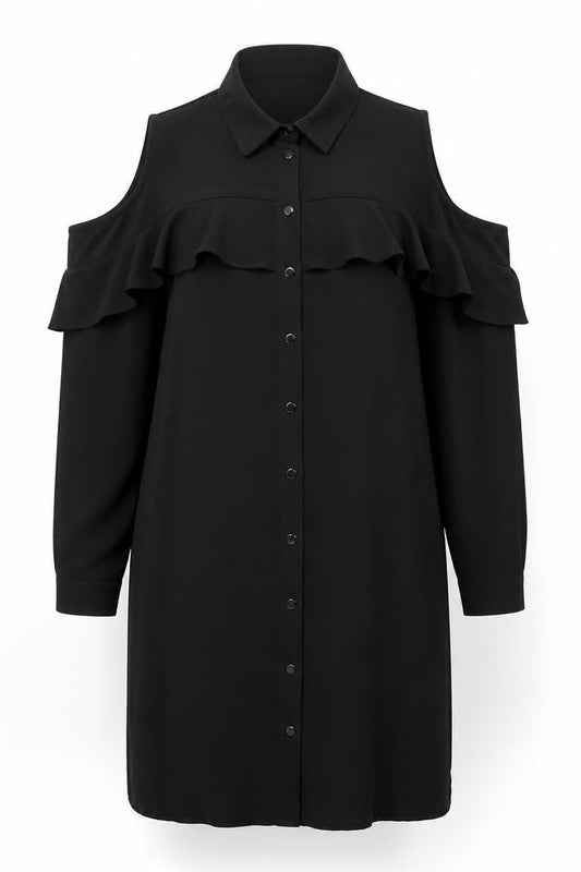 New Look Womens Black   Shirt Dress  Size 8  - cold shoulder