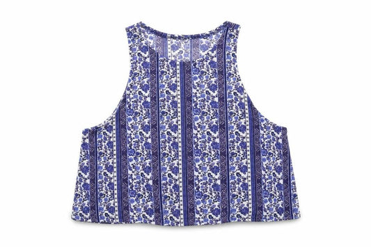 Divided by H&M Womens Blue Floral  Cropped Tank Size M