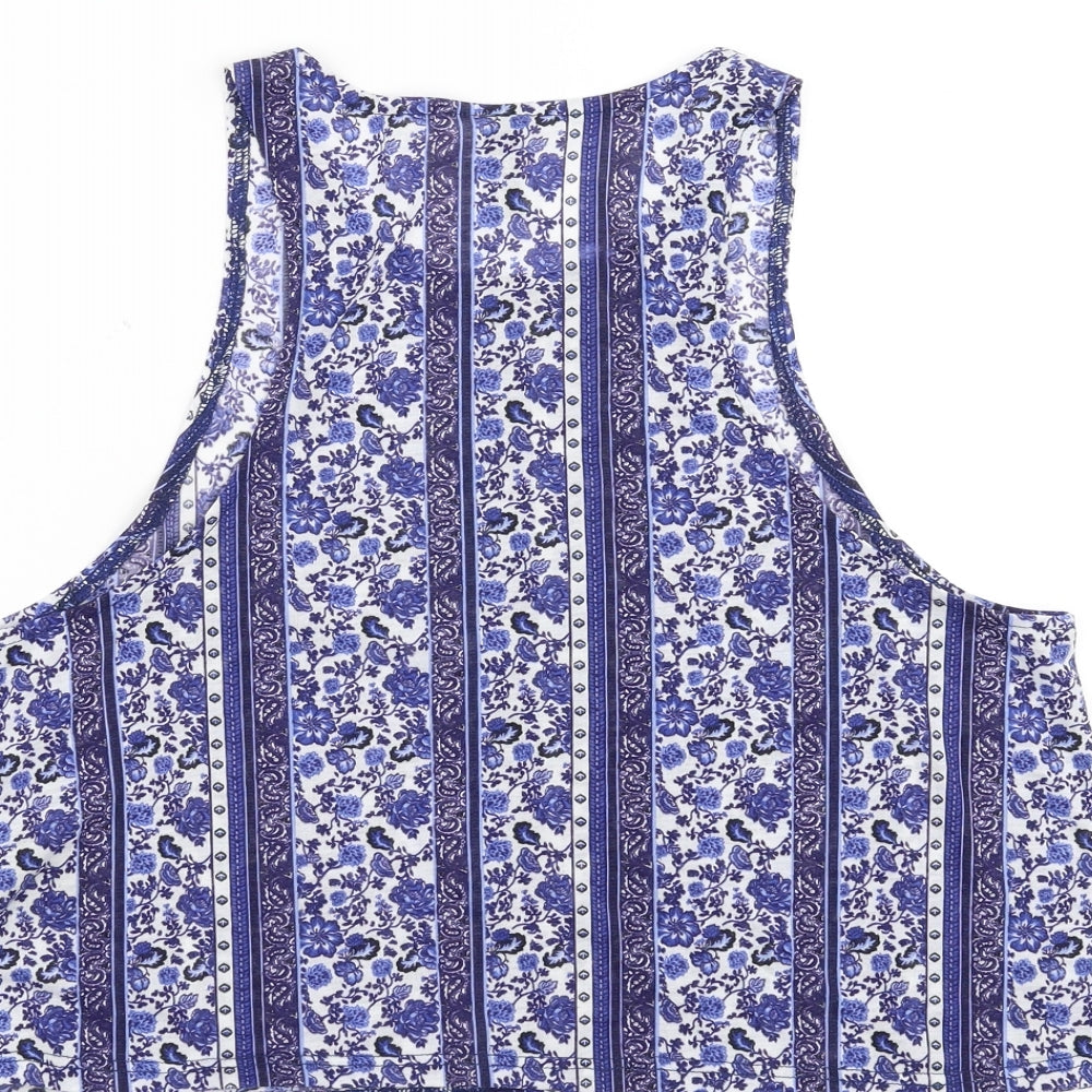 Divided by H&M Womens Blue Floral  Cropped Tank Size M