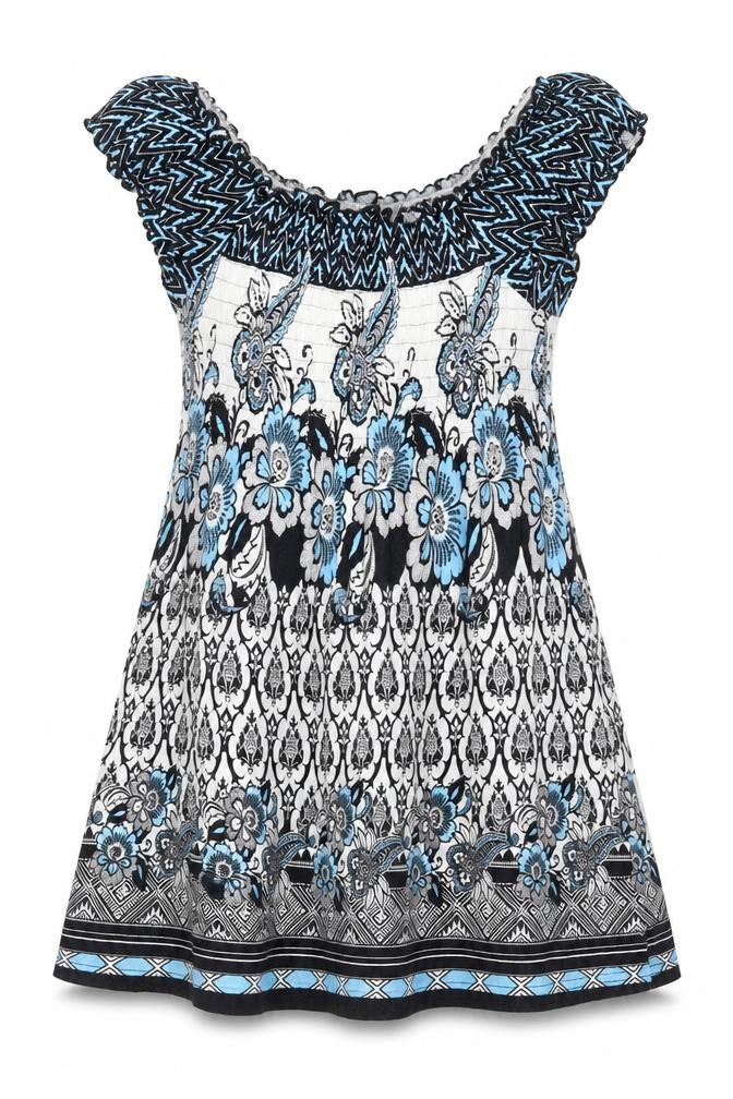 Yessica Womens Blue Floral  Basic Blouse Size M