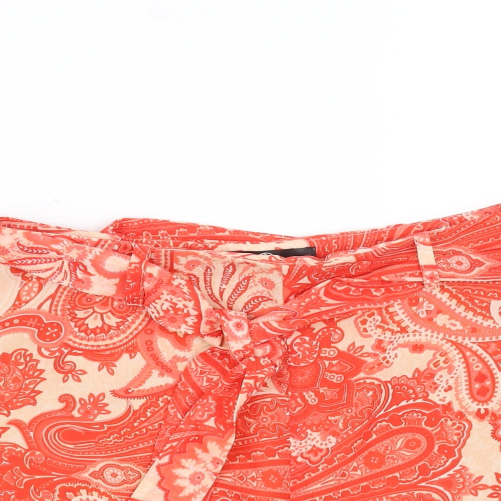 Missguided Womens Red Paisley  Hot Pants Shorts Size 10