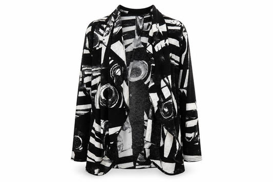 Just Elegance Womens Black Geometric Knit Cardigan Jumper Size S