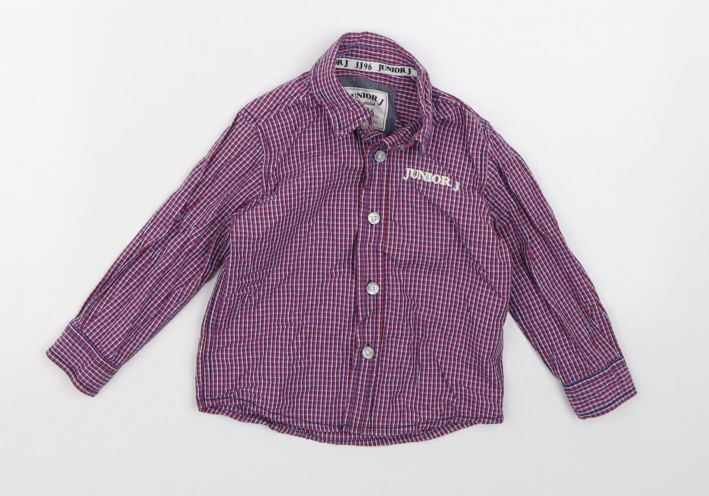 Junior J Boys Red Check  Basic Button-Up Size 18-24 Months