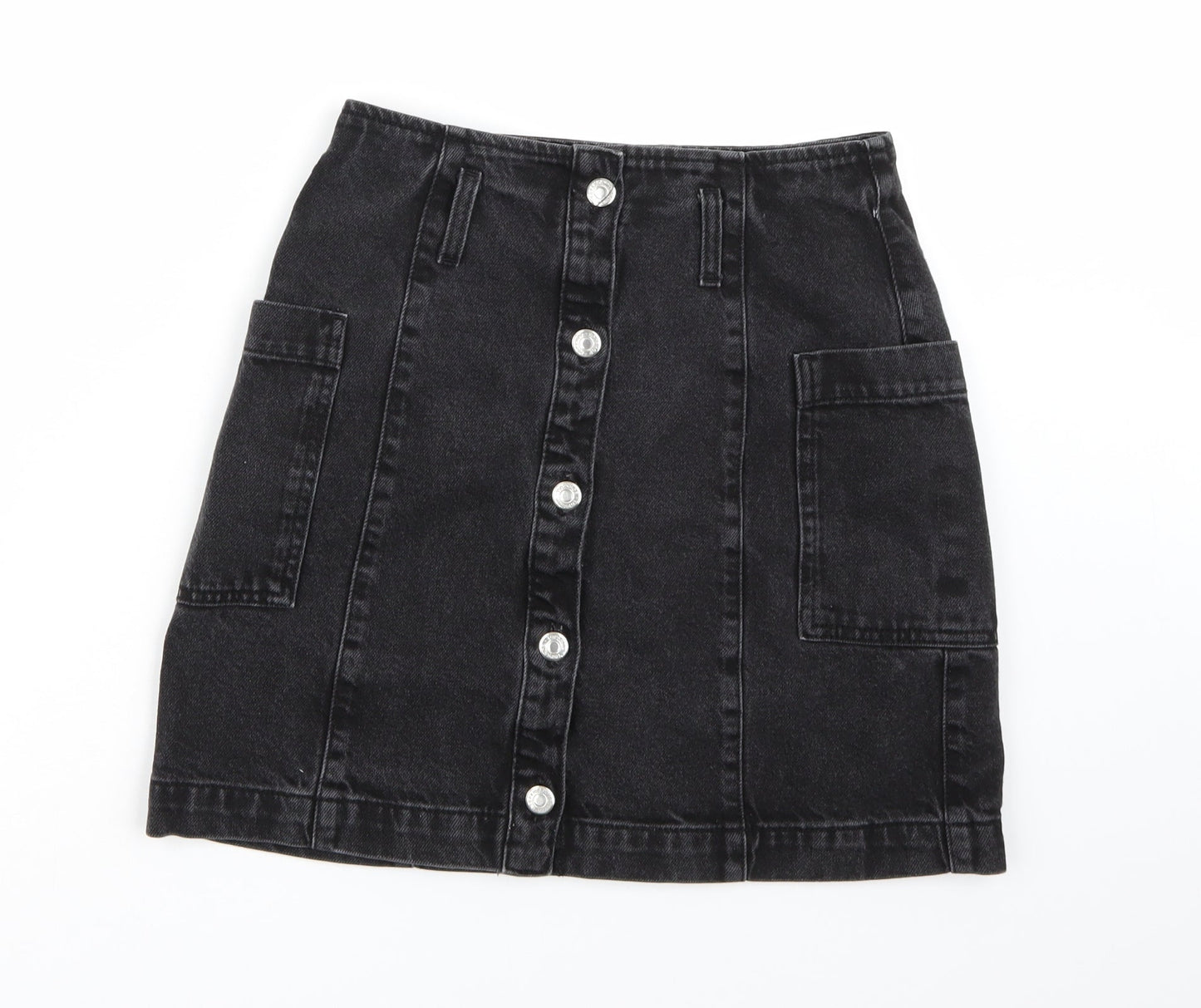 Topshop Womens Black  Denim A-Line Skirt Size 28 in